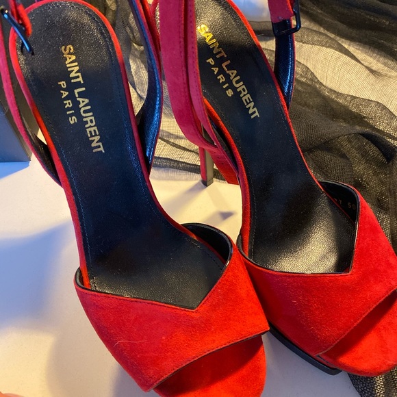 YSL tribute suede red platform heels size 35 1/2 - Picture 4 of 8
